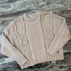 Grace + Karma Cream Cable Knit Crewneck Sweater Women’s Size Small